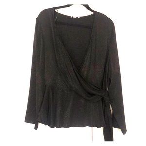 Black wrap waist blouse